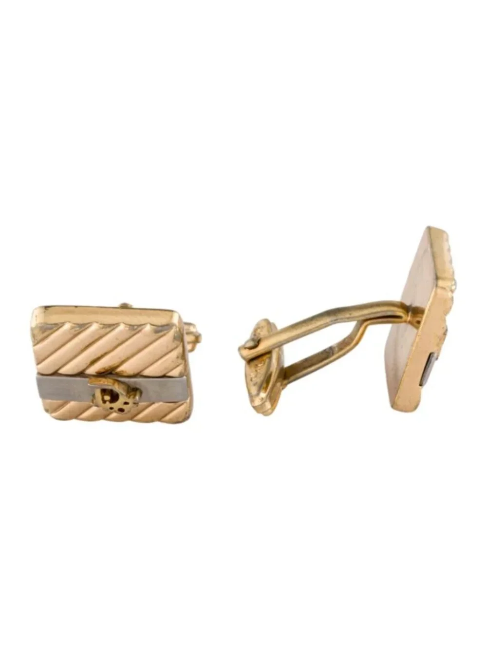 Christian Dior Vintage Two-Tone Cufflinks Gold & Palladium Plated